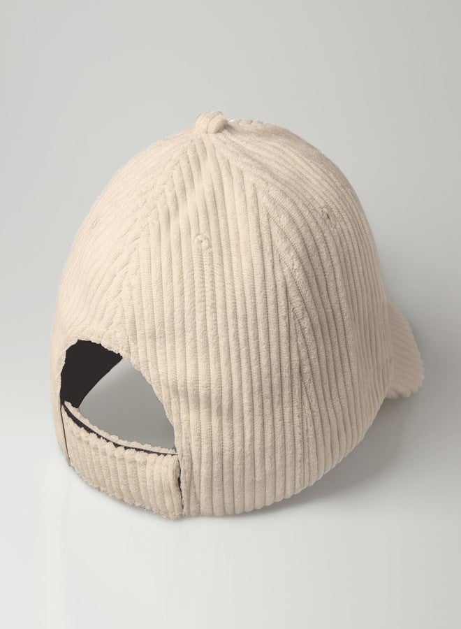CHOK.LIDS Everyday Corduroy Baseball Cap for Men and Women Dad Hat Unisex Adjustable Lightweight Polo Style Curved Brim (Ivory) - Image 3